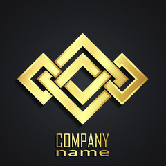 3d golden square geometric logo