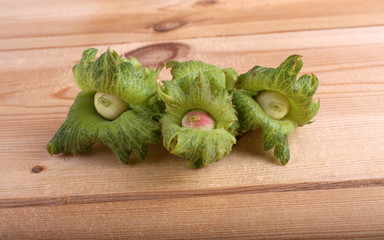 Hazelnuts on table