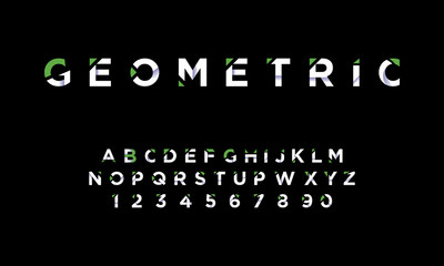 Geometric green alphabet font vector