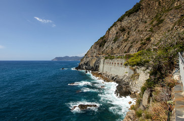 Cinque Terre - road of love.  Liguria, Italy.One from most beautiful in Italy of for pedestrians paths for lovers