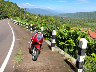Motorroller fahren im Norden der Insel Bali, Indonesien, Südostasien