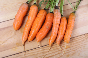 Carrots harvest on table
