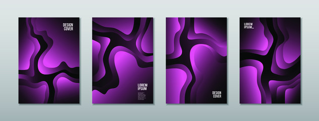 A4 abstract color 3d paper art illustration set. Gradient colors. Vector design layout for banners presentations, flyers, posters and invitations.