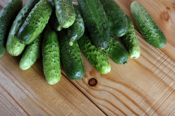 Cucumbers on table