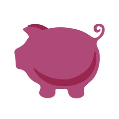 Piggy Bank. Pink fuchsia. Round shape. The tail hook. Vector illustration of flat.