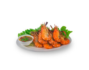 Steamed shrimp isolated on white background