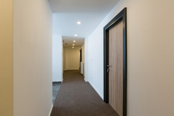 Interior of a hotel doorway corridor