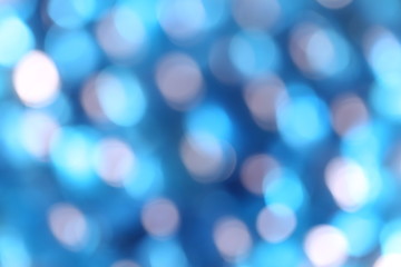 Abstract blue bokeh background. Blue glass spheres