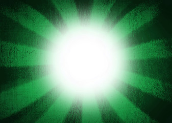 Green sunburst with white glow