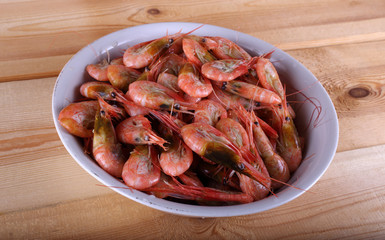 Shrimps on table