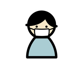 マスクをする人のアイコンのセット／イラスト／風邪	