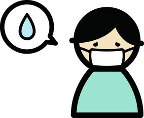 マスクをする人のアイコンのセット／イラスト／風邪	