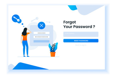 confused woman forgetting her password illustration for web page. This design can be used for websites, landing pages, UI, mobile applications, posters, banners