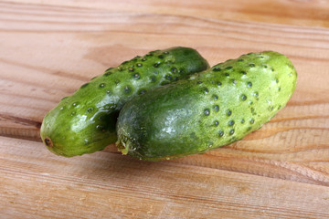 Cucumbers on table