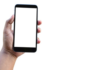 Mobile phone in the hand on a white background