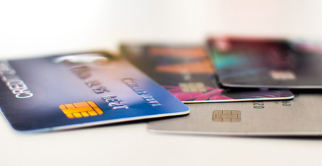 Blurred images of credit card, stack overlapping