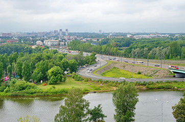 Fototapeta na wymiar Summer view of the river Kotorosl and the city of Yaroslavl, Russia