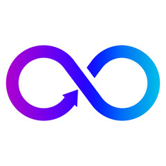 Multicolored infinity sign with arrow
