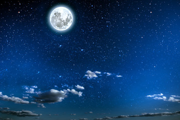 Naklejka na ściany i meble backgrounds night sky with stars and moon and clouds