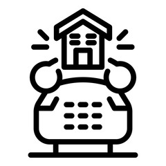 Phone ringing house icon. Outline phone ringing house vector icon for web design isolated on white background