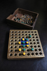 Checkers Colored Wooden Board Game