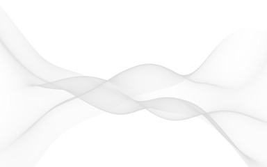 White abstract background. Fluttering white scarf. Waving on wind white fabric. 3D illustration