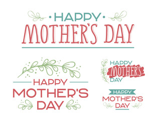 mother's day lettering set with hand drawn twigs