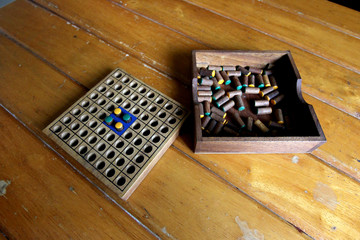 Checkers Colored Wooden Board Game