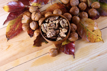 Walnuts on table