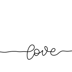 Love in continuous drawing line. Incessant black line. Symbol of love. Romantic card, valentine invitation, decoration. Mono line design. Vector illustration.