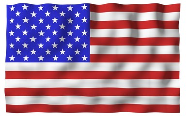 Fototapeta premium Waving flag of the United States of America. Stars and Stripes. State symbol of the USA. 3D illustration