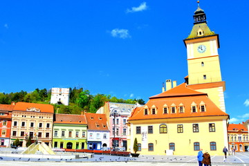 Obraz premium COVID time. Typical urban landscape in pandemic of the city Brasov, a town situated in Transylvania, Romania, in the center of the country