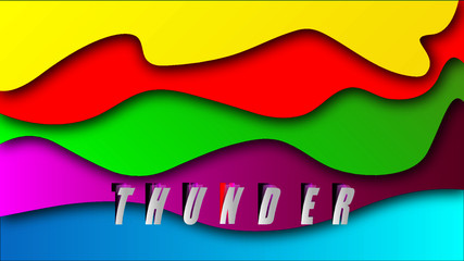 Naklejka premium text with a peeled effect on a background with gradient wave colors