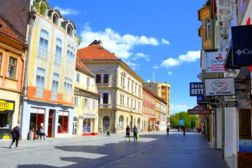 Obraz premium COVID time. Typical urban landscape in pandemic of the city Brasov, a town situated in Transylvania, Romania, in the center of the country