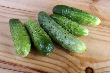 Cucumbers on table