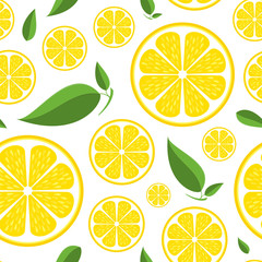 Seamless lemon pattern. Bright yellow fruit background