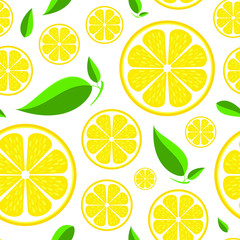 Seamless lemon pattern. Bright yellow fruit background