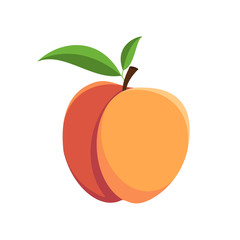 Ripe nectarine is isolated on a white background.