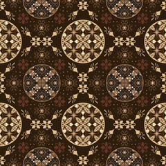 Seamless dark brown color design for traditional typical java batik