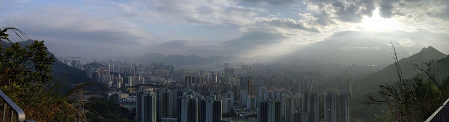 Fototapeta premium panorama from mountain in hong kong