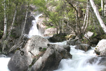 Waterfall in Pyrennes during thaw