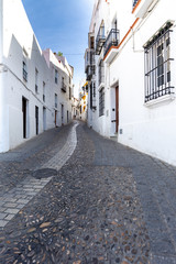 Small street in the old town of Arcos de la Frontera, one of the famous white towns of Andalusia, Spain.