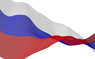 Waving flag of the Russian Federation. The National. State symbol of the Russia. 3D illustration