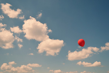 red ball in the sky in minimal style