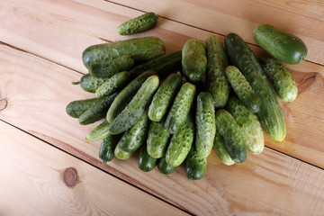 Cucumbers on table