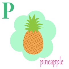 P is for pineapple illustration alphabet 