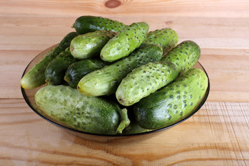 Cucumbers on table