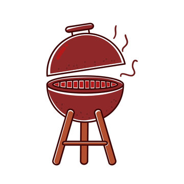 red barbecue grill cooking outdoors clip art preview