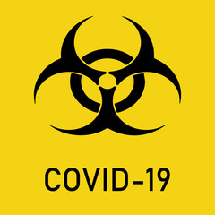 Covid-19 biohazard warning Poster. Vector template for posters, banners, advertising. Danger of infection from coronavirus sign. concept.