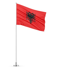 Albania flag on a flagpole white background 3D illustration